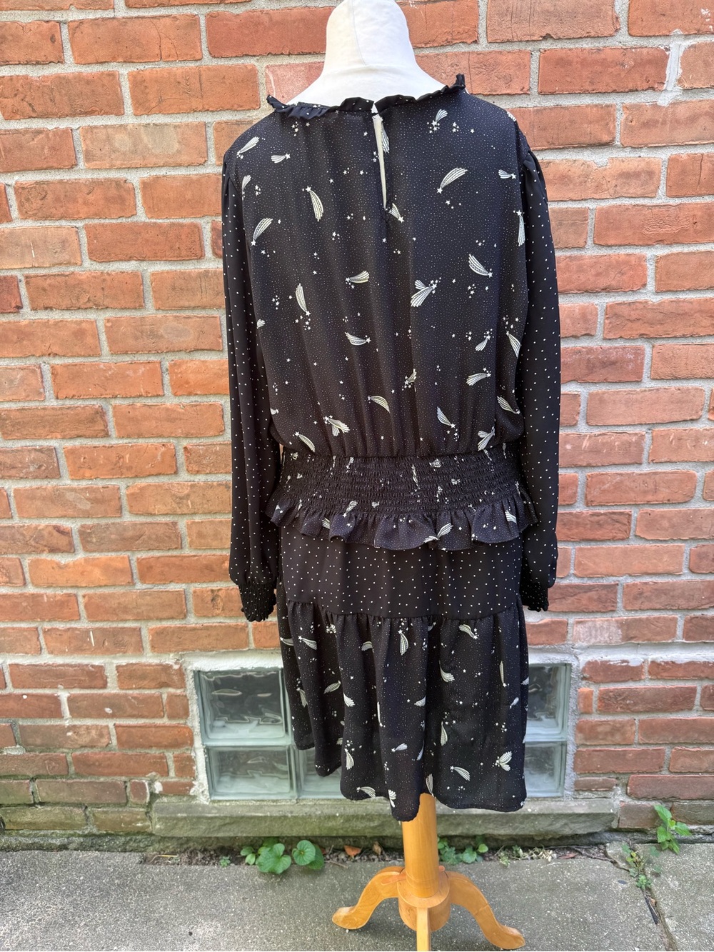 POPSUGAR Black Long-Sleeve Printed Tiered Mini Dress - Picture 6 of 8